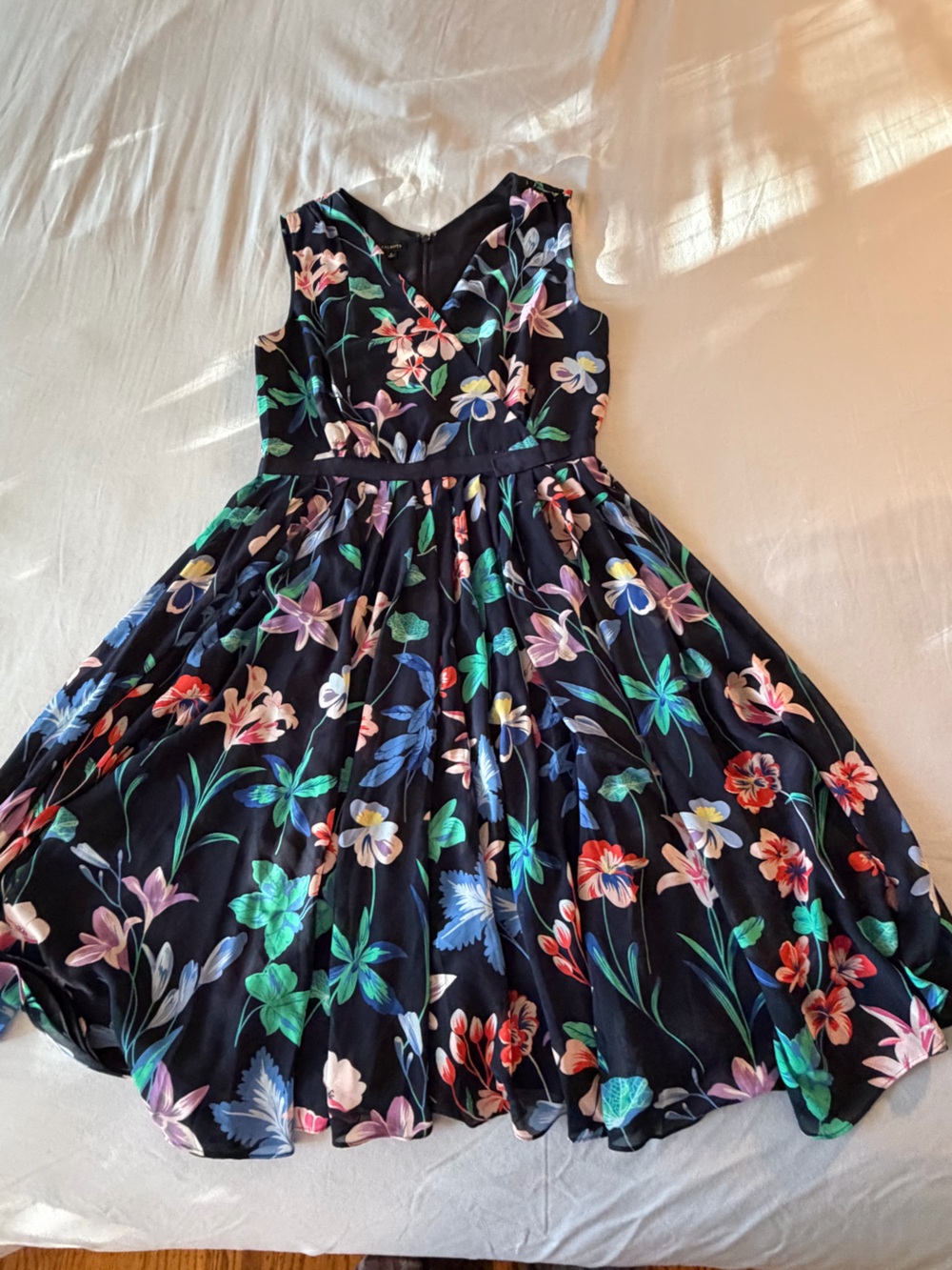 Talbots Navy Floral Fit-and-Flare Dress